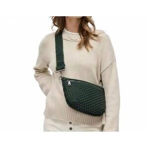NEW SOL AND SELENE etheral woven neoprene crossbody bag in olive